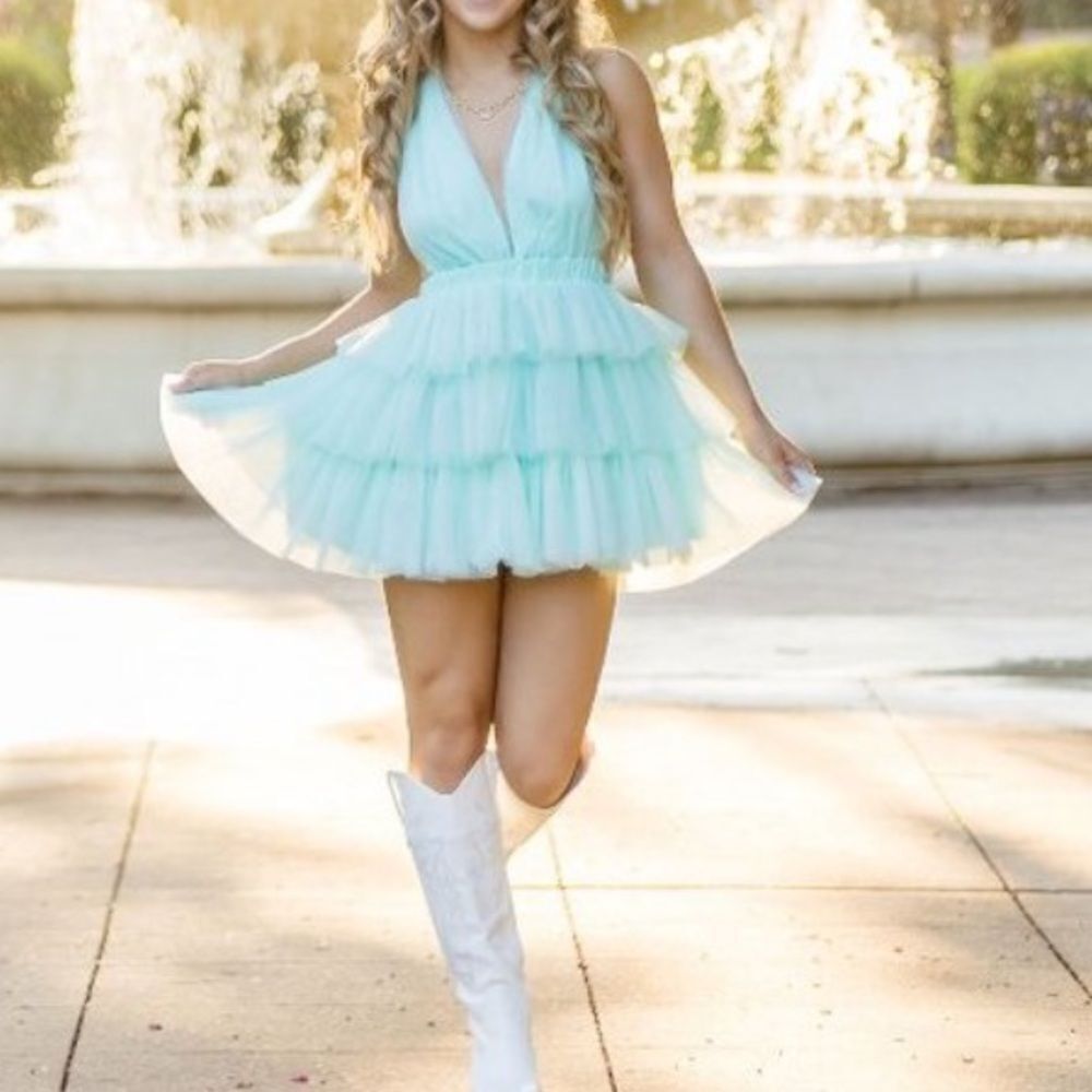 Mable Anthropologie More Than Ever Tulle Dress Aqua-MM12